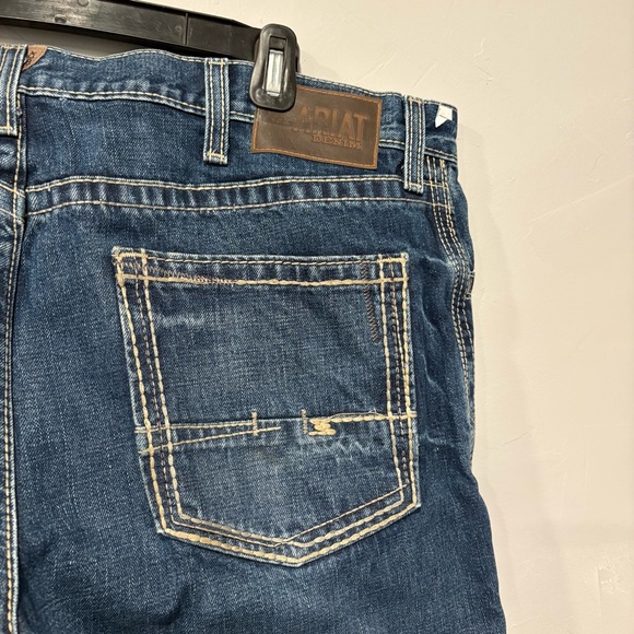 Ariat mens 40x34 M4 relaxed bootcut medium wash starched jeans BUTTON REPLACED - Picture 10 of 14